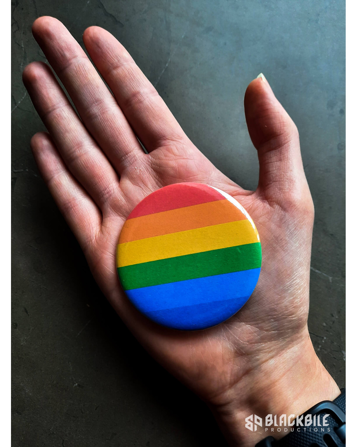 Big button badge rainbow flag