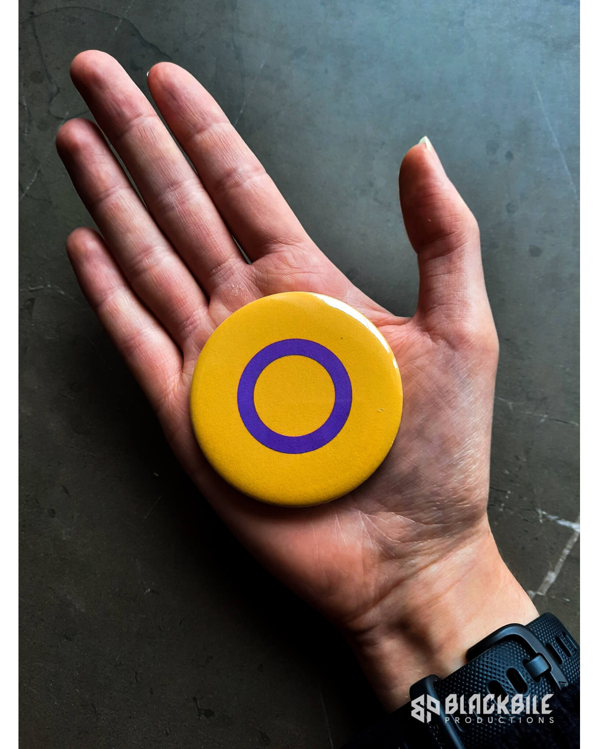 Big button badge intersex flag