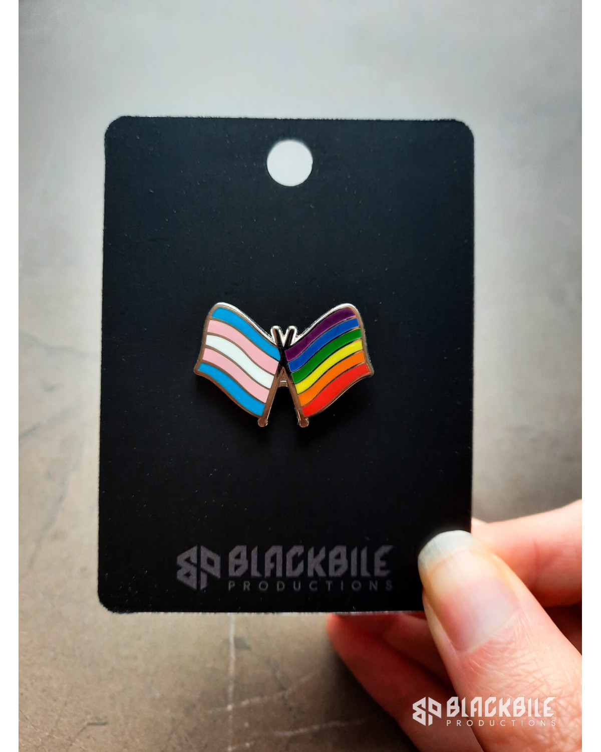 Enamel pin rainbow and trans flag