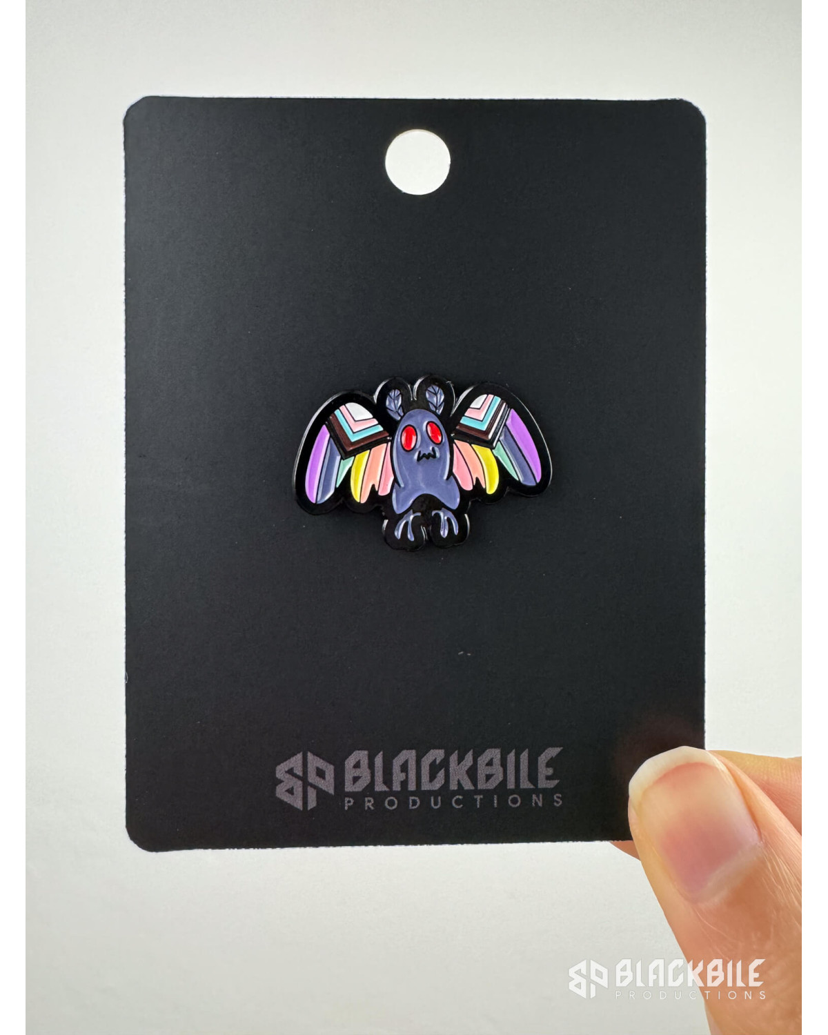 Enamel pin progress pride mothman